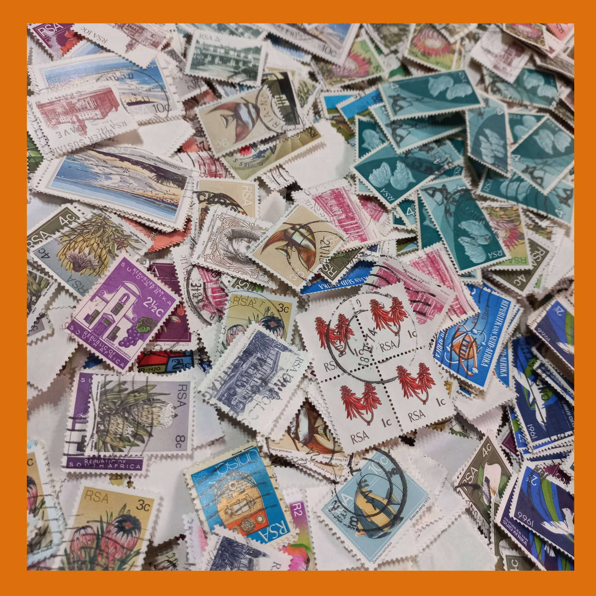 South Africa Off-Paper Kiloware  600g Mix from the 1970s and 1980s