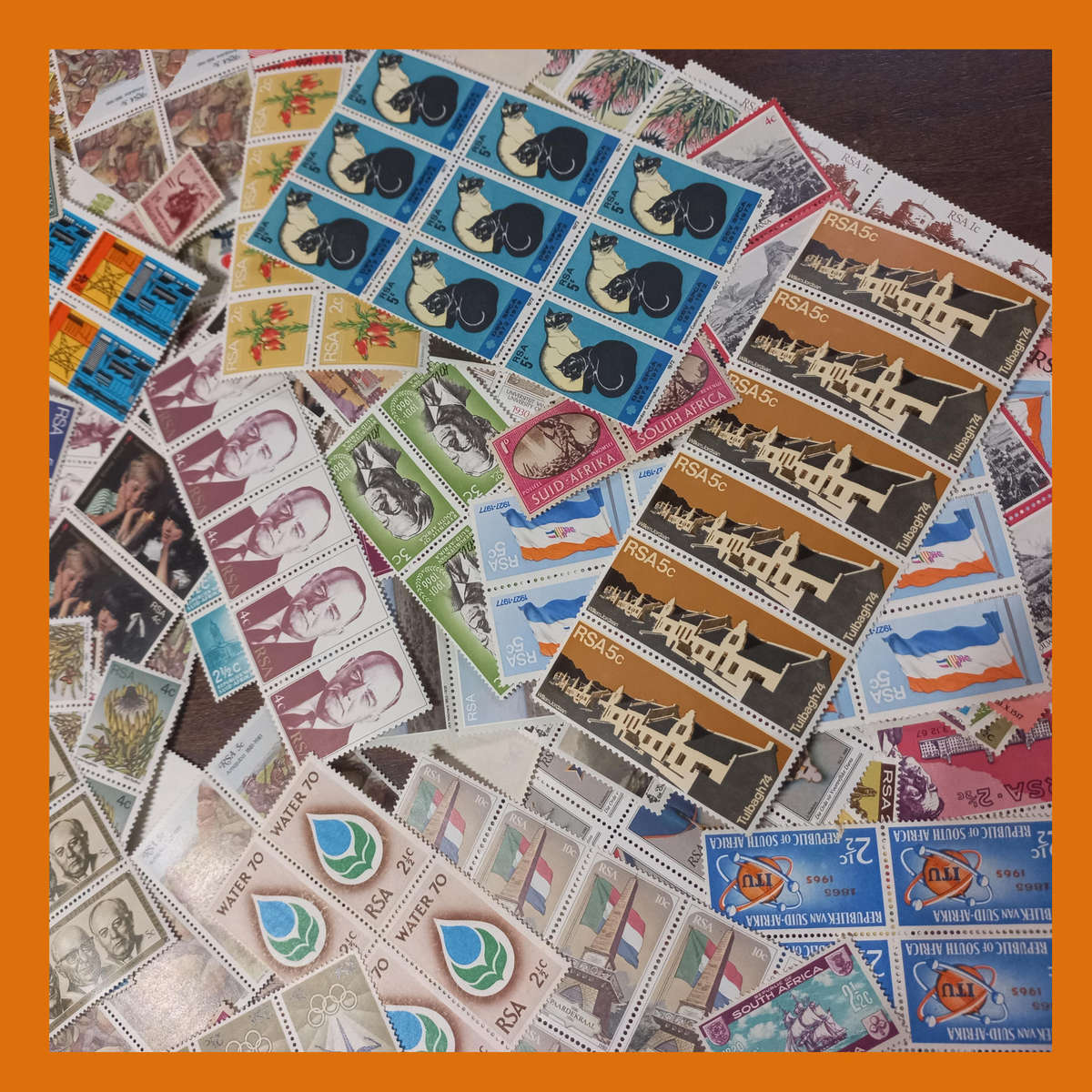 South Africa Republic and Union Mint Stamp Accumulation  Blocks and Pairs (250g)