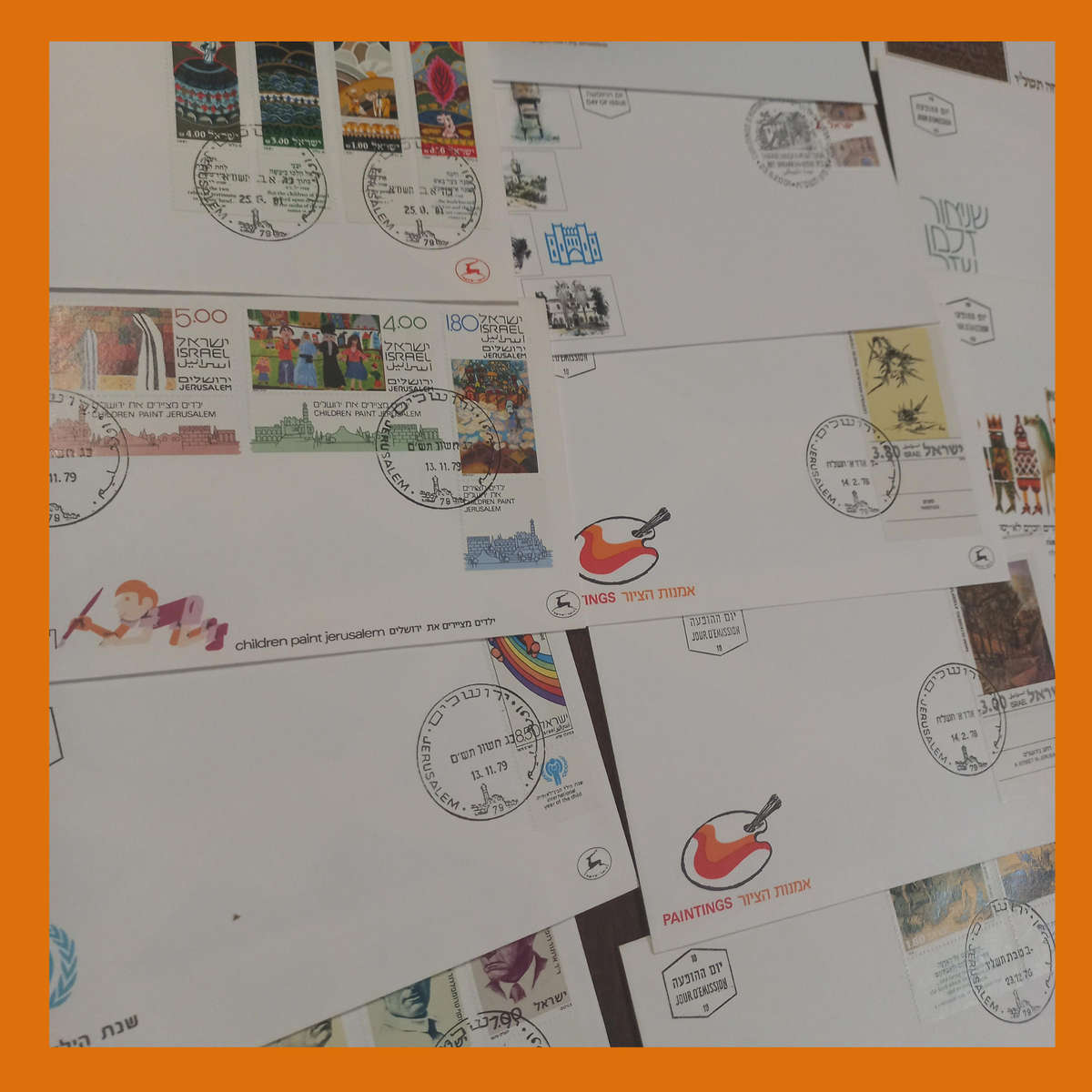 Israel First Day Covers  Approx. 80 Items from 1980s with Bulletins (620g)