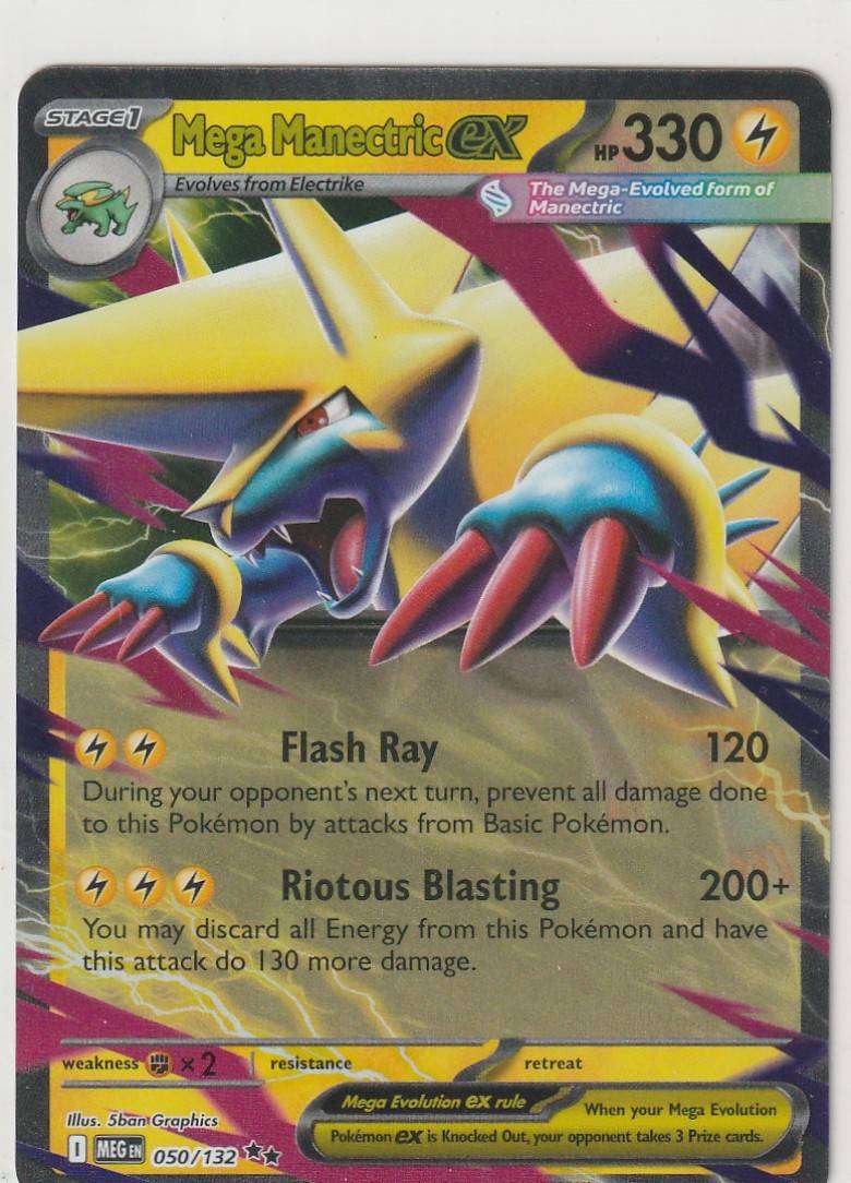 Mega Manectric ex 050/132 Standard Set Foil Double Rare Pokemon Mega Evolution English Lightning