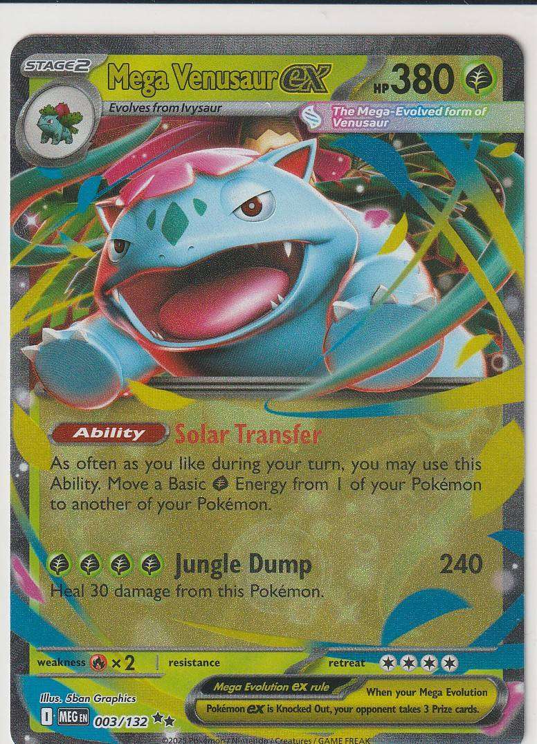 Mega Venusaur ex 003/132 Standard Set Foil Double Rare HOLOFOIL Pokemon Mega Evolution English Grass