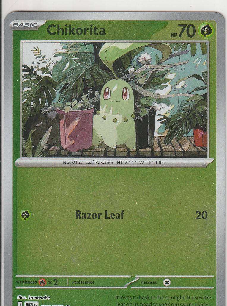Chikorita 008/132 Common REVERSE HOLO Pokemon Mega Evolution English Playing Trading Card Grass