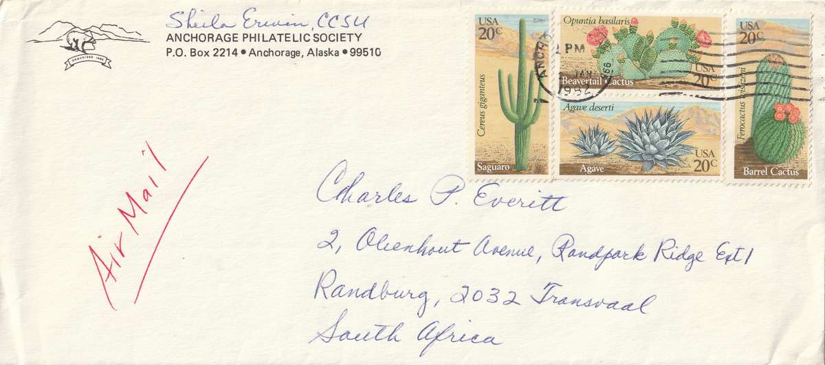 United States USA Cover - 1981 - Desert Plants Cactii Cactus Agave Barrel Beavertail