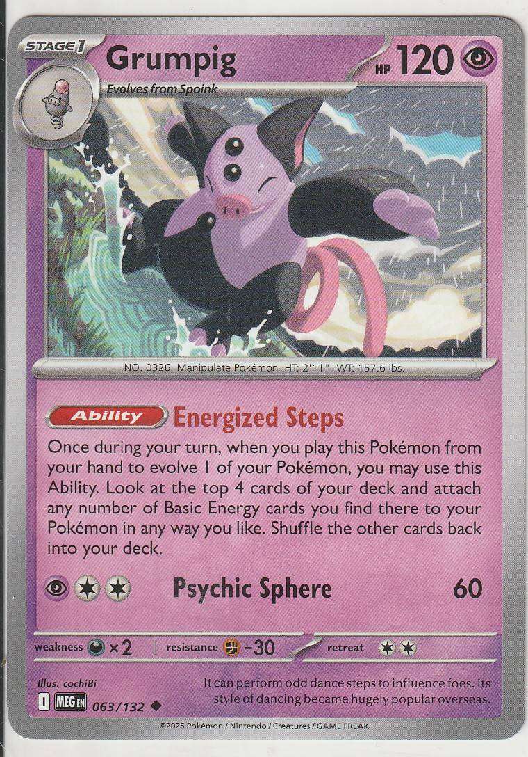 Grumpig 063/132 Uncommon Pokemon Mega Evolution English Psychic