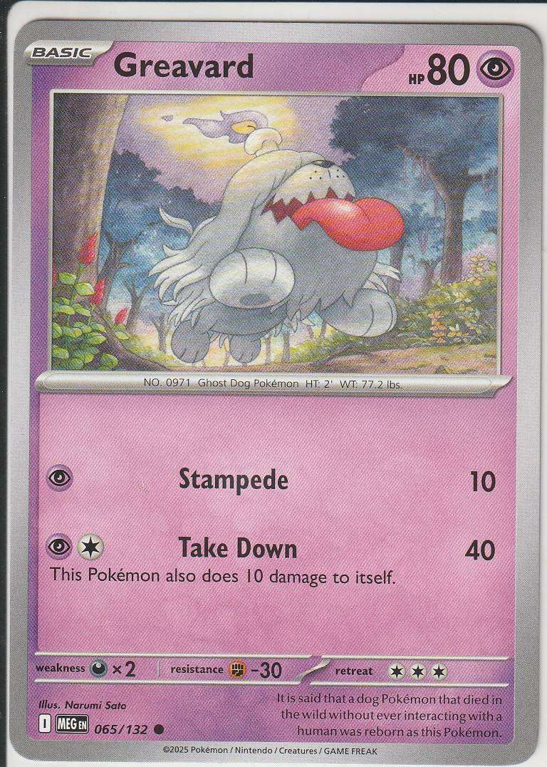 Greavard 065/132 Common Pokemon Mega Evolution English Psychic