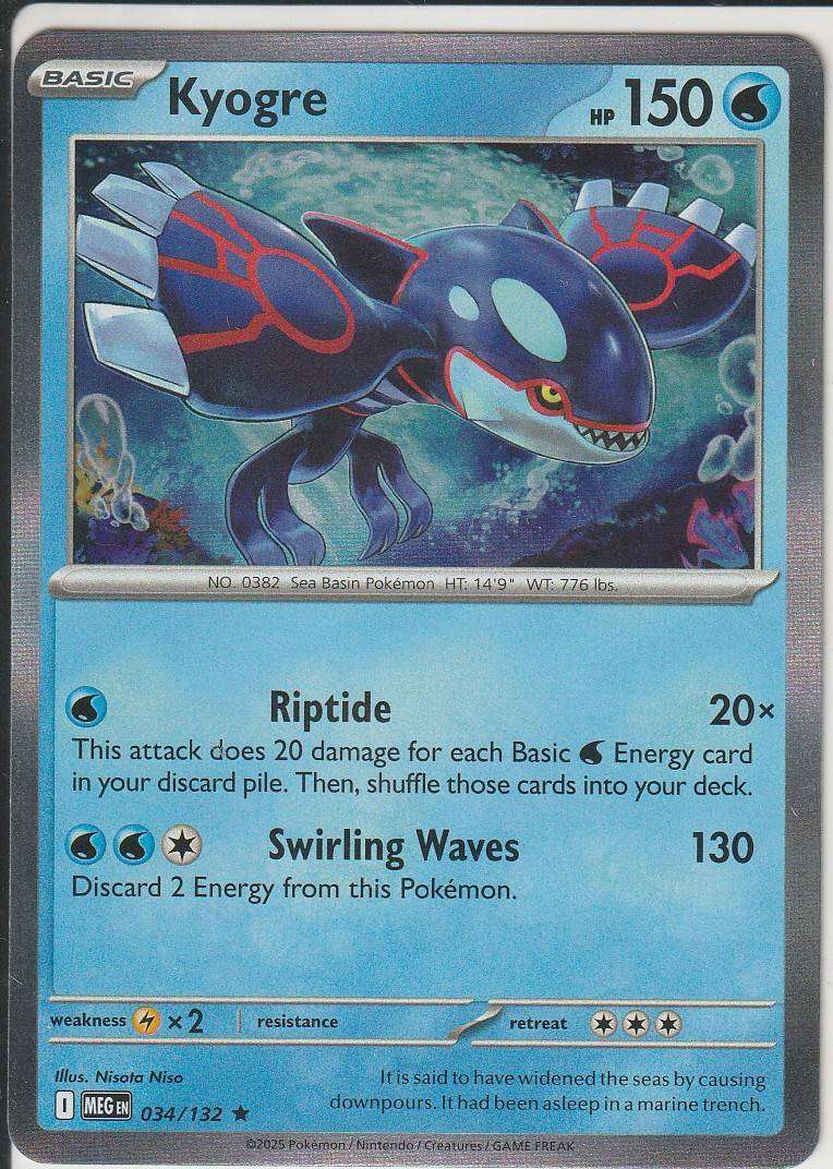 Kyogre 034/132 Standard Set Foil Rare Pokemon Mega Evolution English Water