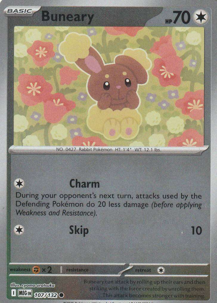 Buneary 107/132 REVERSE HOLO Pokemon TCG Mega Evolution MEG EN Colorless