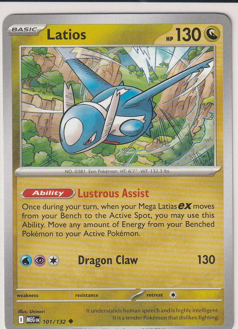 Latios 101/132 Uncommon Pokemon Mega Evolution English Dragon