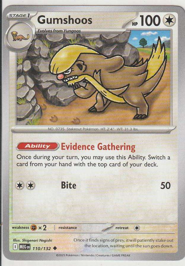 Gumshoos 110/132 Uncommon Pokemon Mega Evolution English Star