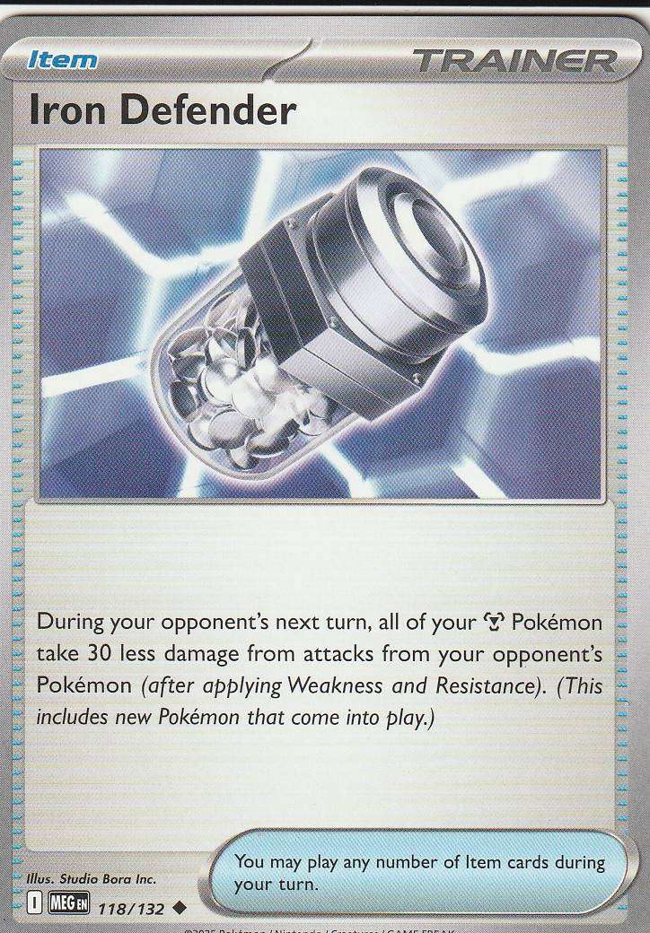 Iron Defender 118/132 Uncommon Pokemon Mega Evolution English Trainer Item