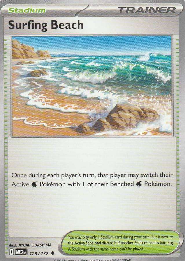 Surfing Beach 129/132 Uncommon Pokemon Mega Evolution English Trainer