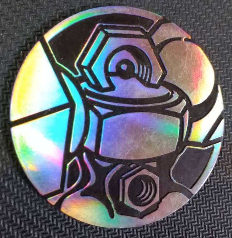 Official Pokemon TCG Coin - Oversized PLASTIC - Rainbow Metallic - MELMETAL- Collect or Gameplay