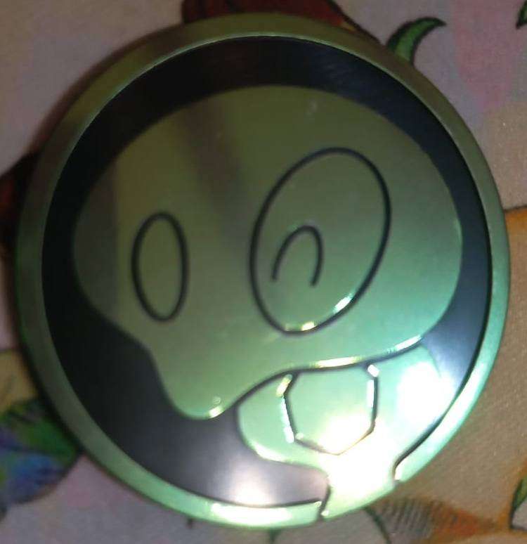 Official Pokemon TCG Coin - Normal Sized PLASTIC - Green Gold Metallic Zygarde Cells PERFECT ORDER