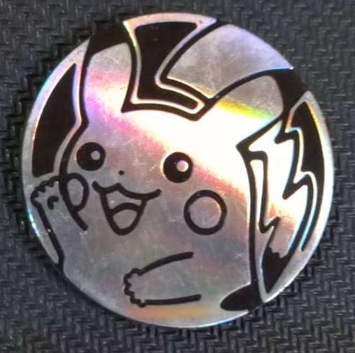 Official Pokemon TCG Coin - Small PLASTIC - Silver Metallic - PIKACHU - Collect or Gameplay