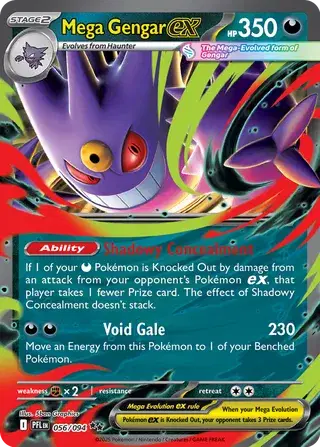 Mega Gengar ex 56/94 Double Rare Foil Pokemon Mega Evolution TCG Phantasmal Flames PFL EN Darkness