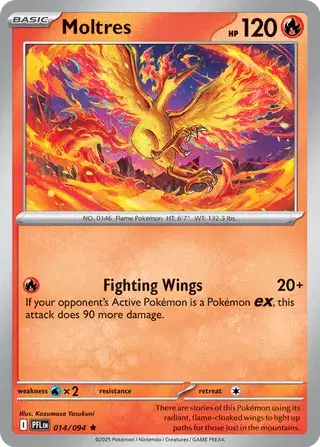 Moltres 14/94 HOLO Pokemon TCG Mega Evolution Phantasmal Flames PFL EN Fire 014/094