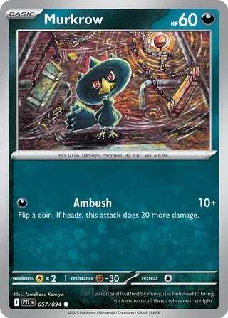 Murkrow 57/94 Common  Normal Pokemon Mega Evolution TCG Phantasmal Flames PFL EN Darkness