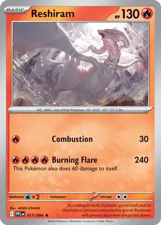 Reshiram 17/94 HOLO Pokemon TCG Mega Evolution Phantasmal Flames PFL EN Fire 017/094