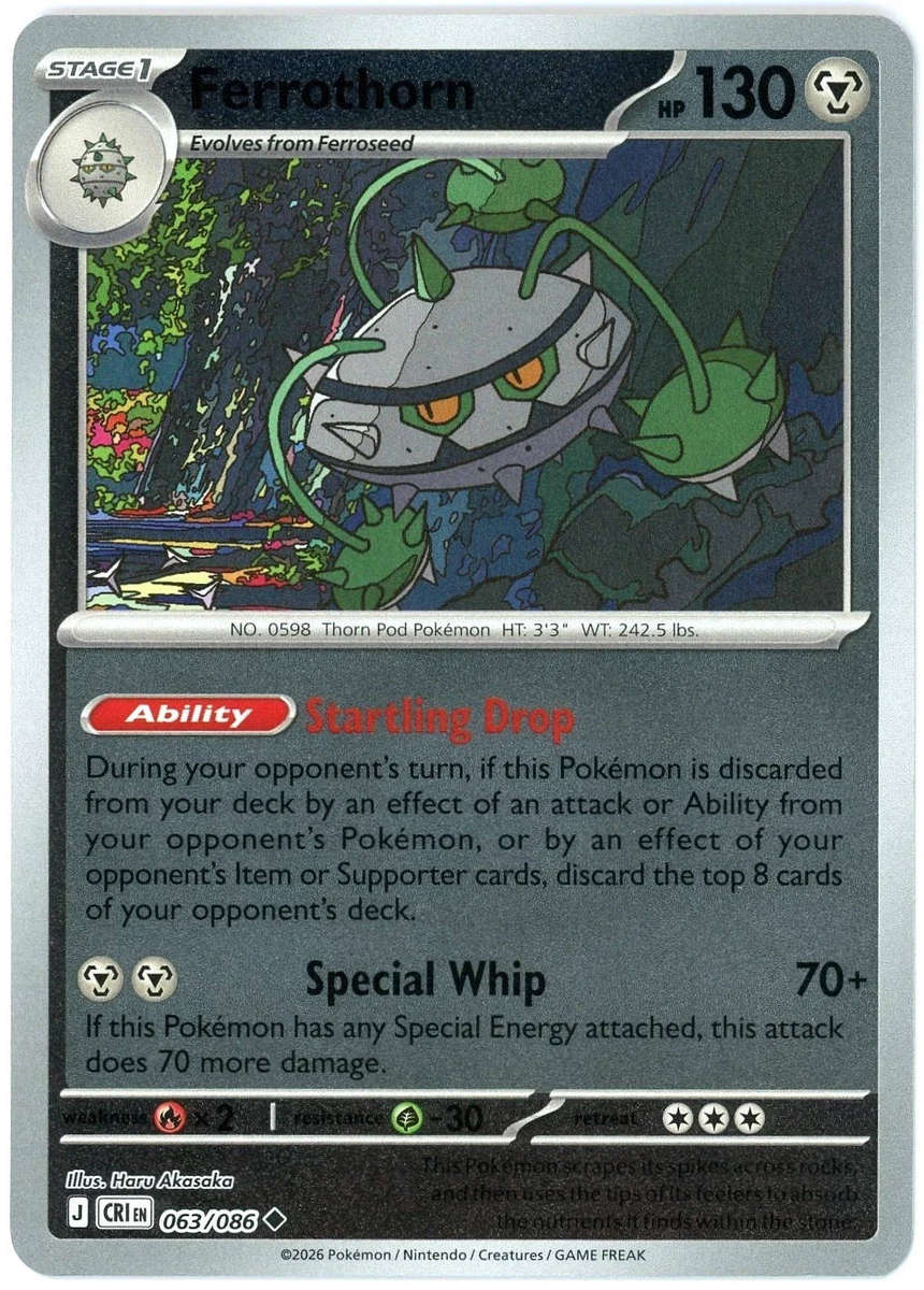 Ferrothorn 63/86 REVERSE HOLO Pokemon TCG Mega Evolution Chaos Rising CRI EN Metal 063/086
