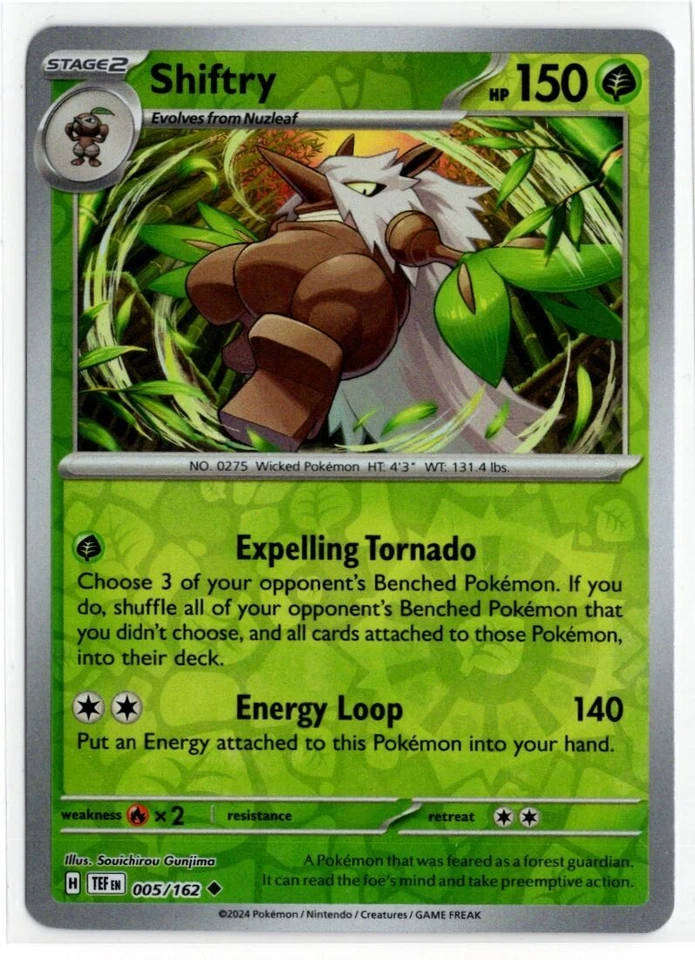 Shiftry 5/162 REVERSE HOLO Pokemon TCG Scarlet and Violet Temporal Forces TEF EN Grass 005/162