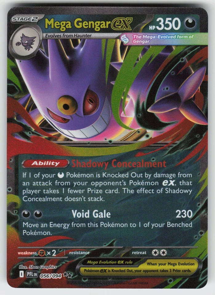 Mega Gengar EX 56/94 Pokemon TCG Mega Evolution Phantasmal Flames PFL EN Darkness 056/094