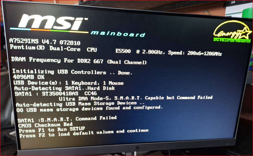 MSI motherboard, Intel Pentium Dual Core CPU & 2 x 2GB DDR2 Ram - working!!