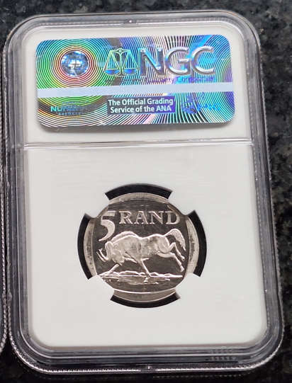 NGC Graded - Year 2000 Mandela R5.00 coin - PL66 - ULTRA CAMEO