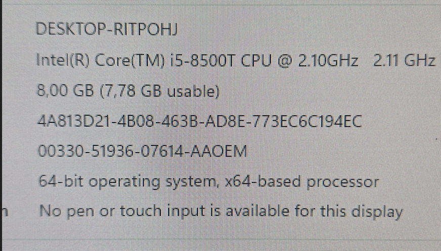 HP EliteDesk 8th Gen i5 8GB DDR4 RAM 256GB M.2 Gen3 SSD