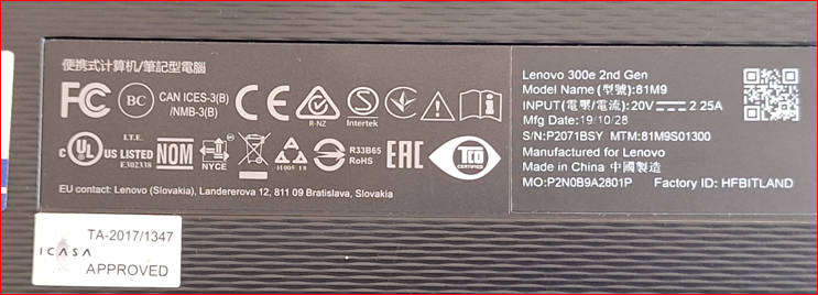 Lenovo 300e 2nd Gen - Sold for spares / repairs (in excellent physical condition)