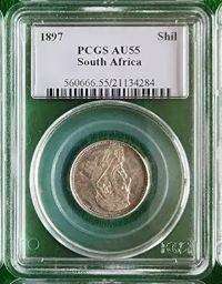 1897 1 Shilling ~PCGS graded AU55