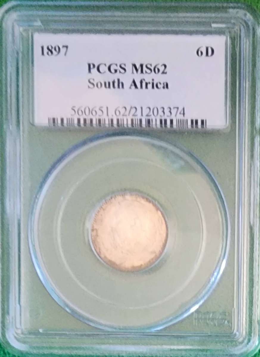 1897 6 Pence ~PCGS graded MS62