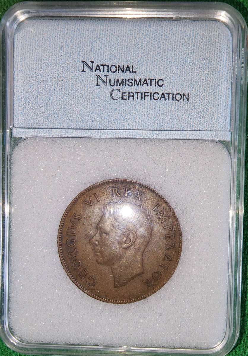 1938 1 Penny ~ graded  AU50