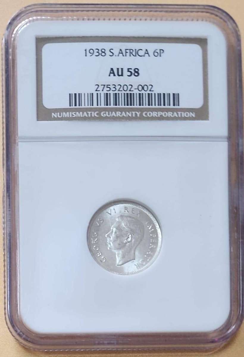 1938 6 Pence - NGC Graded AU58