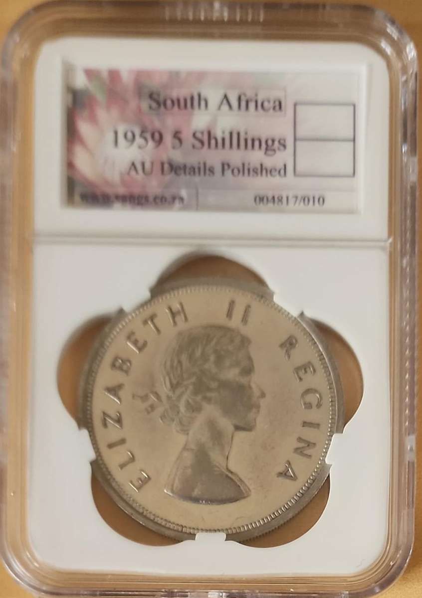 1959 5 Shillings AU Details Polised ~ Mintage 6139