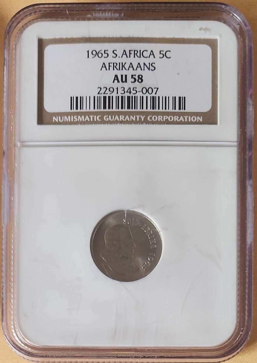 1965 5 cents (5c ) Afrikaans AU58