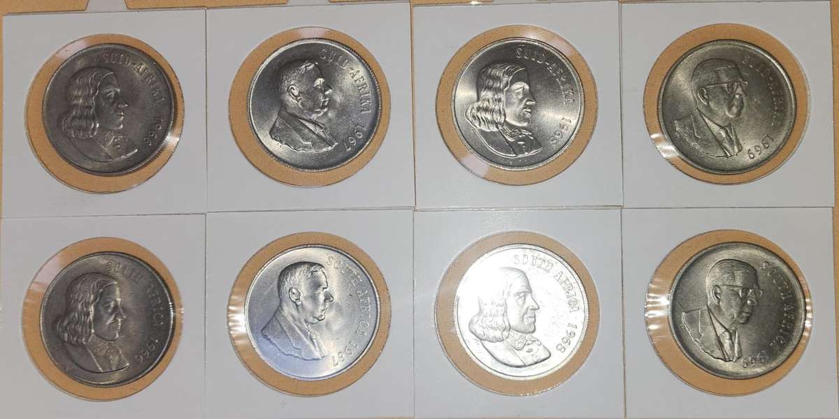 R1 Silver ~ 1966(Eng&Afr), 1967(Eng&Afr), 1968(Eng&Afr) & 1969(Eng&Afr) ~ 8 Coin Set!!