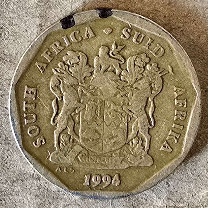 1994 South Africa 20c ~Double Error ~ Die Break(Reverse) and Slightly Rotated Die