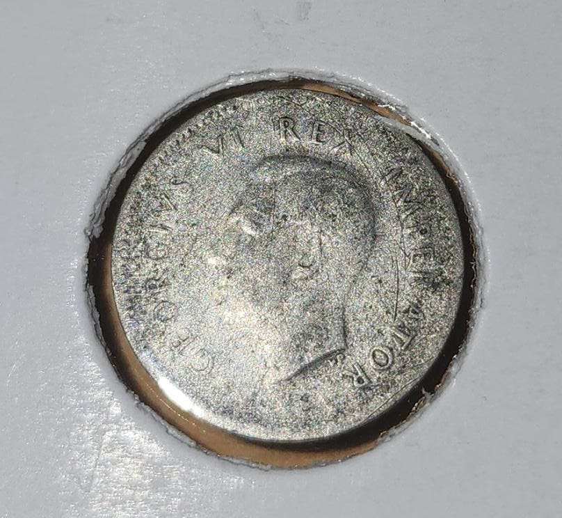 1945 3 Pence ~ Overstamped on 1943 circulated!!
