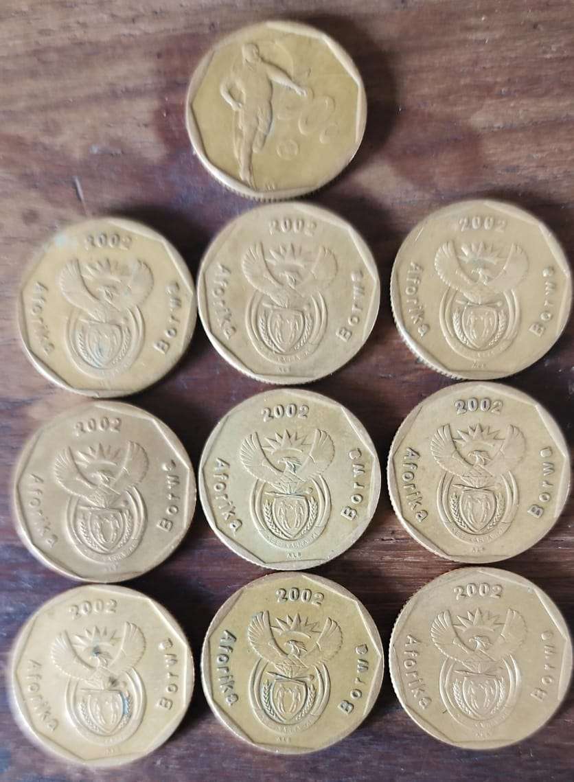 2002 RSA 50c Soccer - Borwa "a"s full filled & Arorika "a"s 70% filled