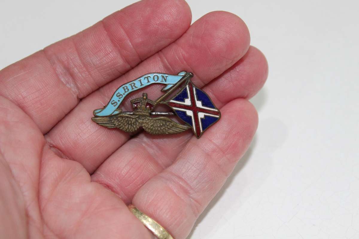 WW1 S.S. Briton ship brooch......rare find indeed! Enameling excellent
