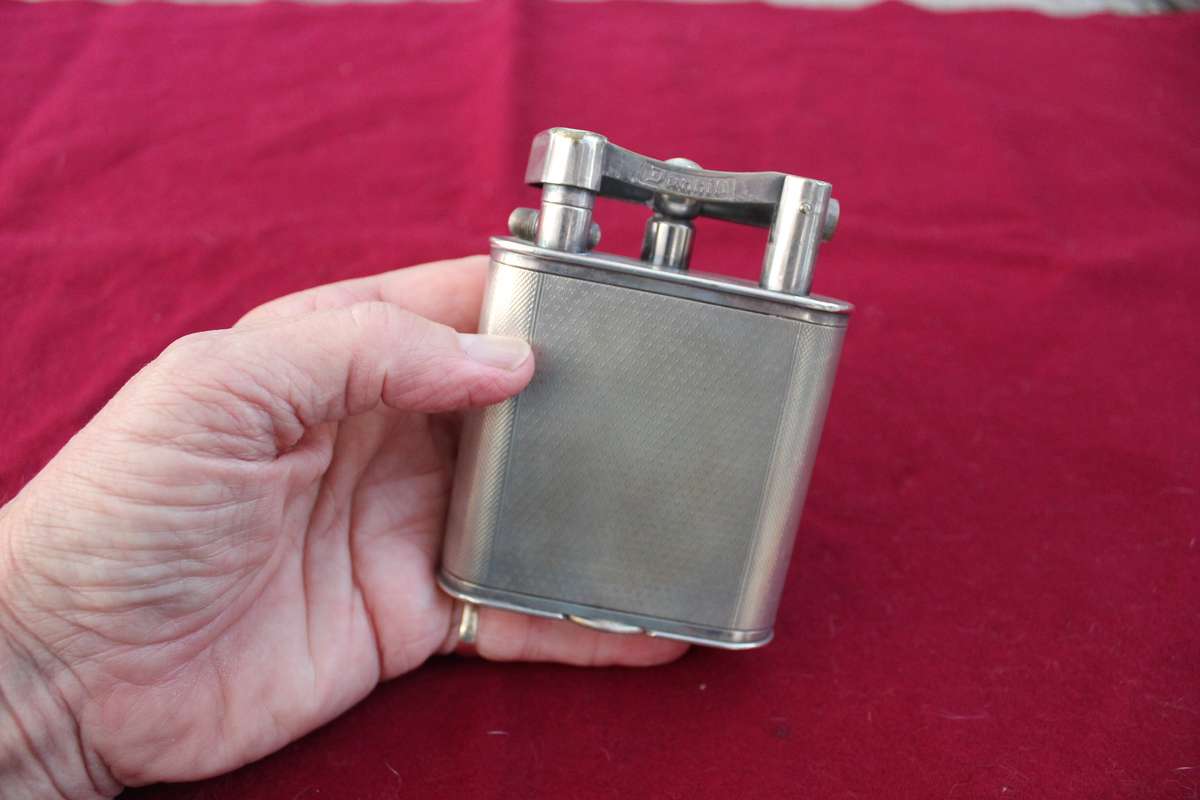 Dunhill 'Giant' Lighter with Silver Plated Engine Turned Finish