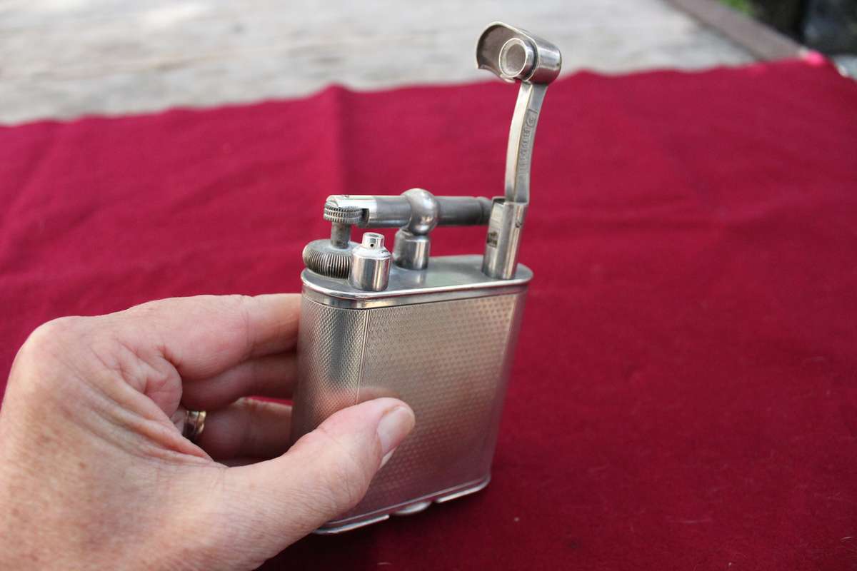 Dunhill 'Giant' Lighter with Silver Plated Engine Turned Finish