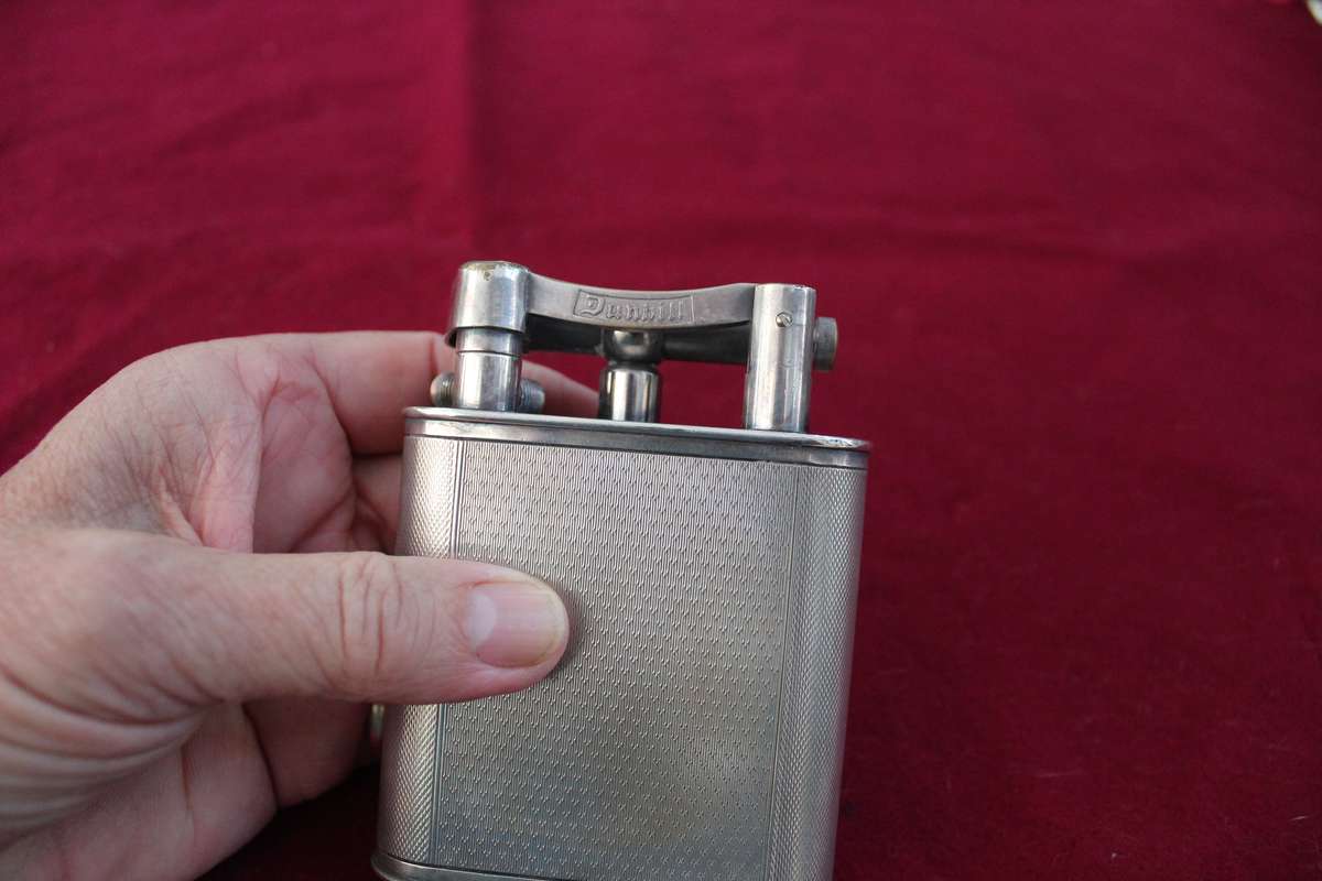 Dunhill 'Giant' Lighter with Silver Plated Engine Turned Finish