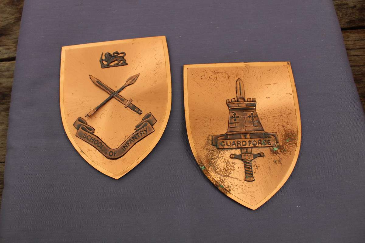 School of Infantry and Guardforce copper plaques - both for R 150!