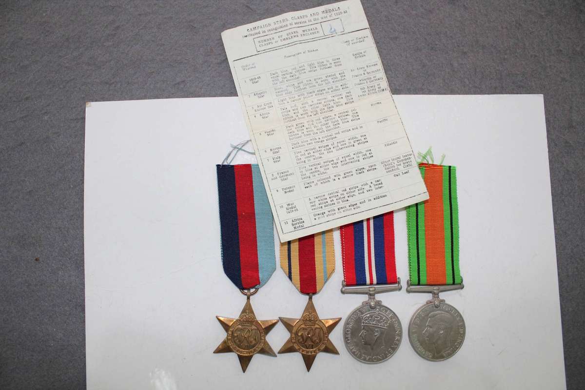 WW2 Medal set of 4 - unnamed.....plus paperwork
