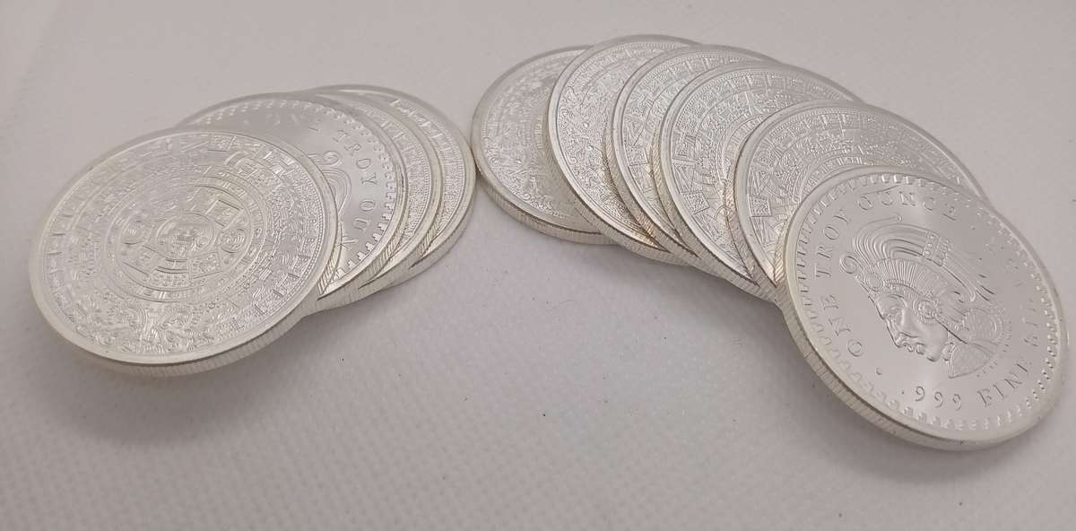 10 x 1oz AZTECT .999 Silver Coins Bid Per Coin
