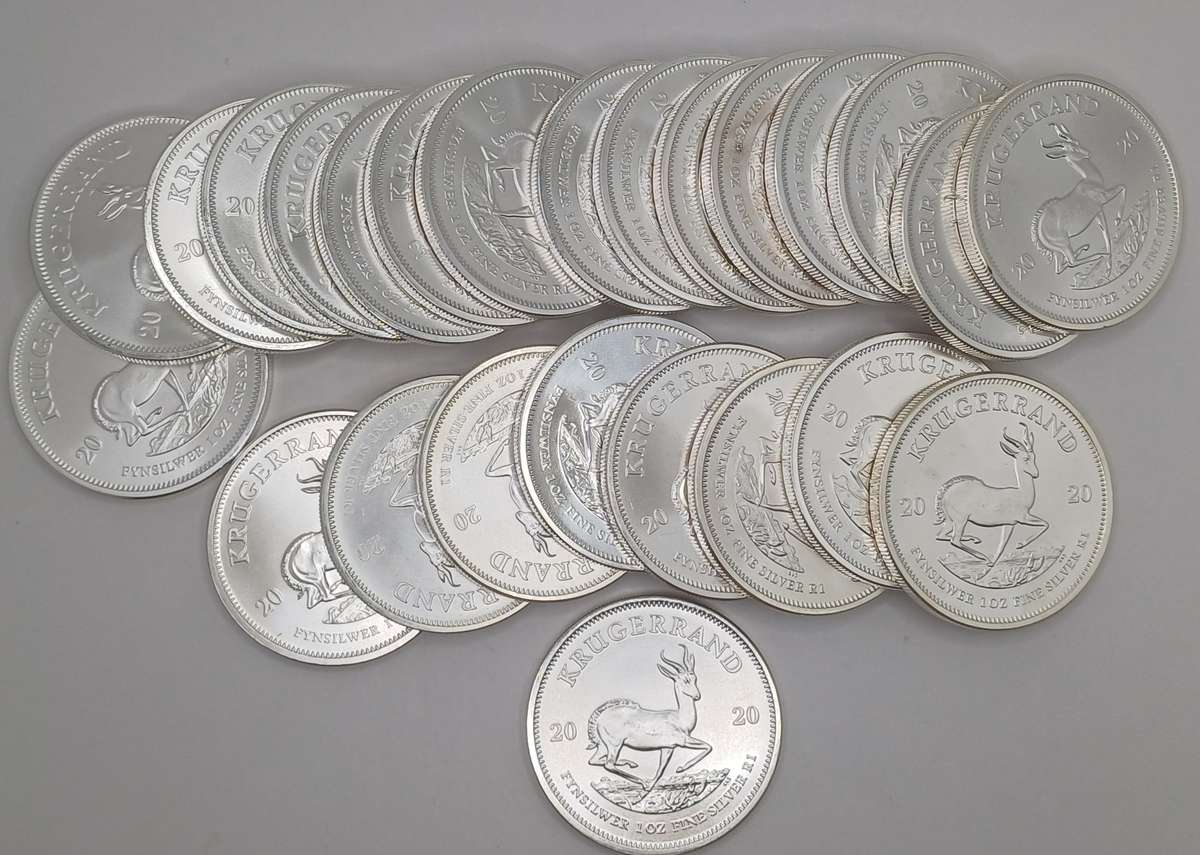 25x 2020 Krugerrands fine silver 1oz bid per coin