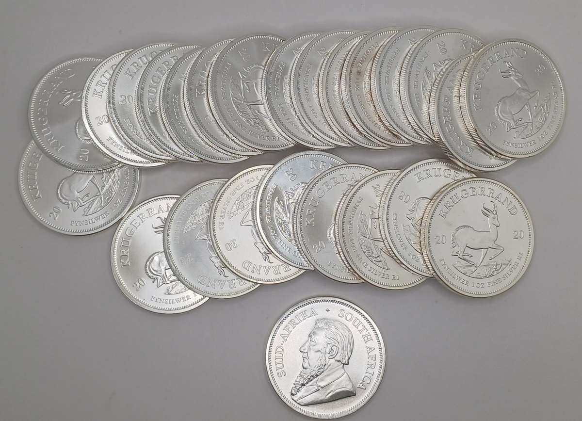 25x 2020 Krugerrands fine silver 1oz bid per coin