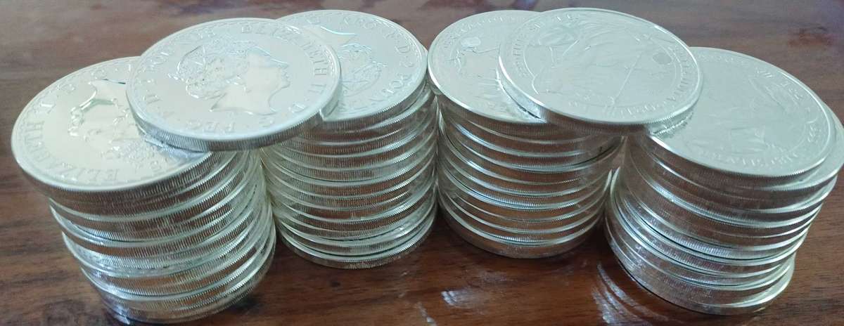 50x2021 1oz .999 silver 2012 2Pounds bid per coin