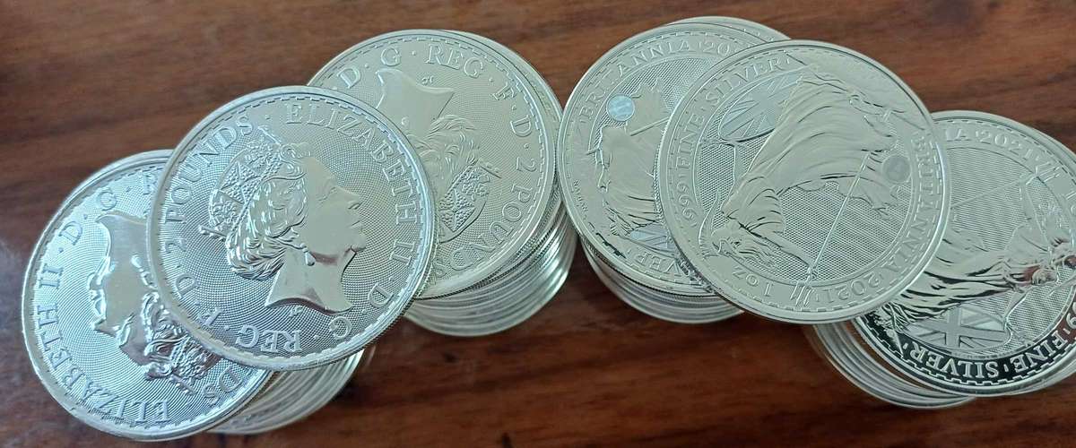 50x2021 1oz .999 silver 2012 2Pounds bid per coin